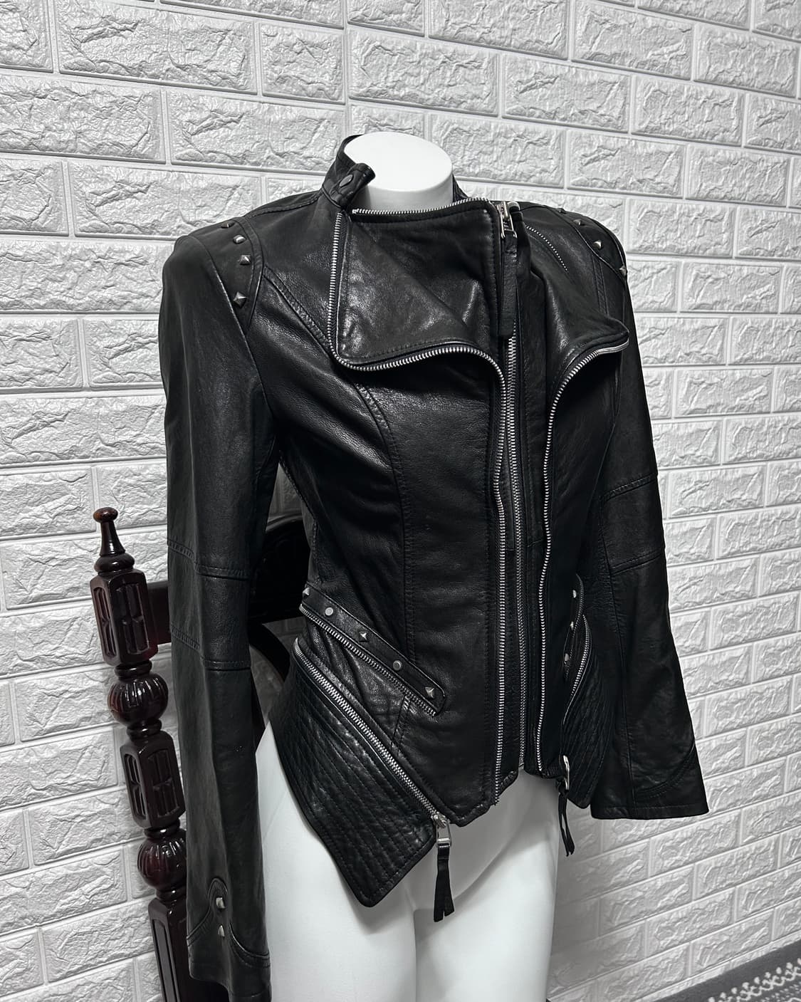 00‘s 멀티 지퍼 스터드 램스킨 자켓 상품이미지3