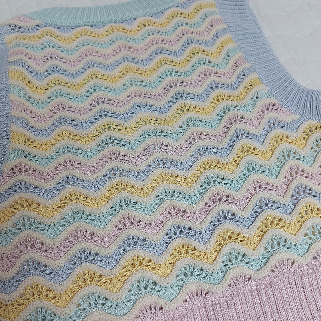 y2k 모리걸 zara 자라 웨이브 크로셰 니트 조끼 베스트 상품이미지4