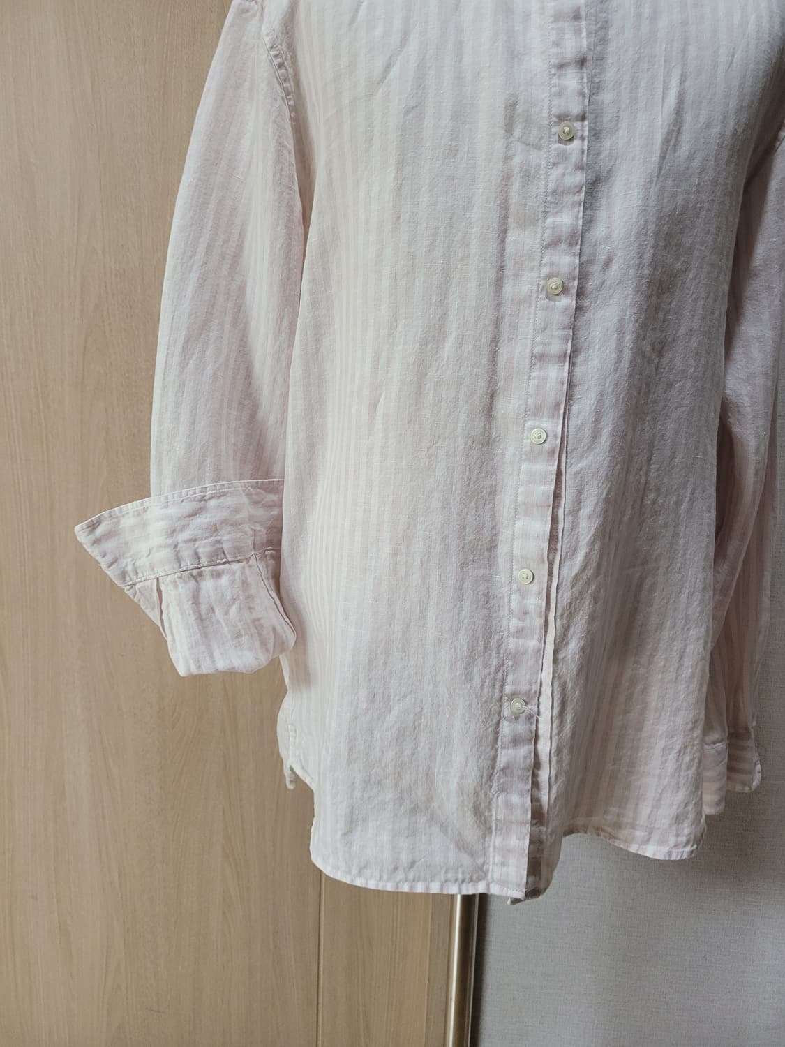 에잇세컨즈 8seconds 남자 린넨 스트라이프 셔츠 110 핑크 상품이미지4