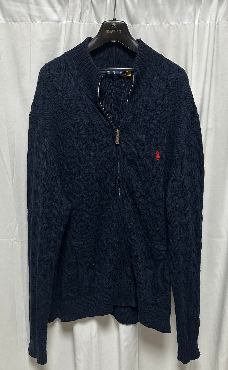 no.183 폴로 랄프로렌 네이비 꽈배기 니트집업 xxl 상태s급 상품이미지1