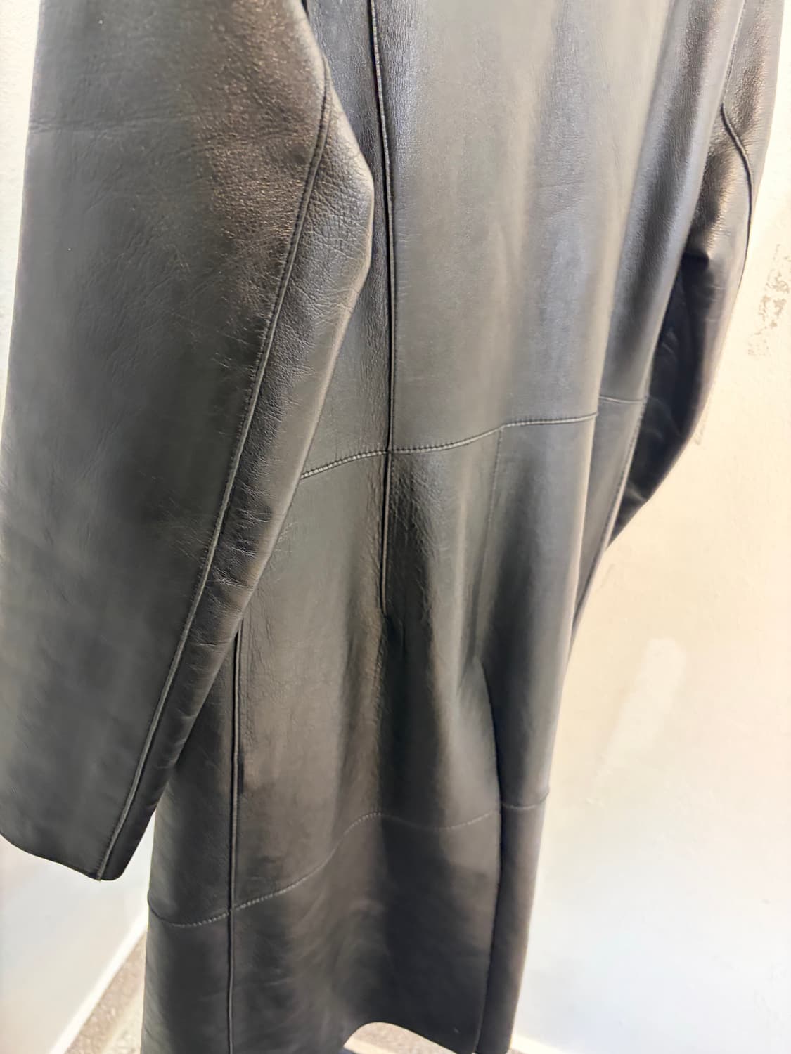 Vintage Black Long Leather Coat 상품이미지6