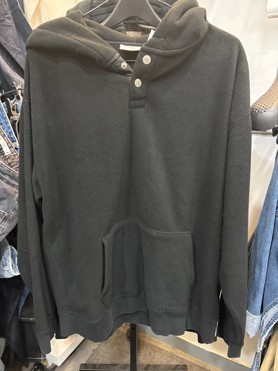 커버낫 블랙 플리스 풀오버 후드티 L 상품이미지1