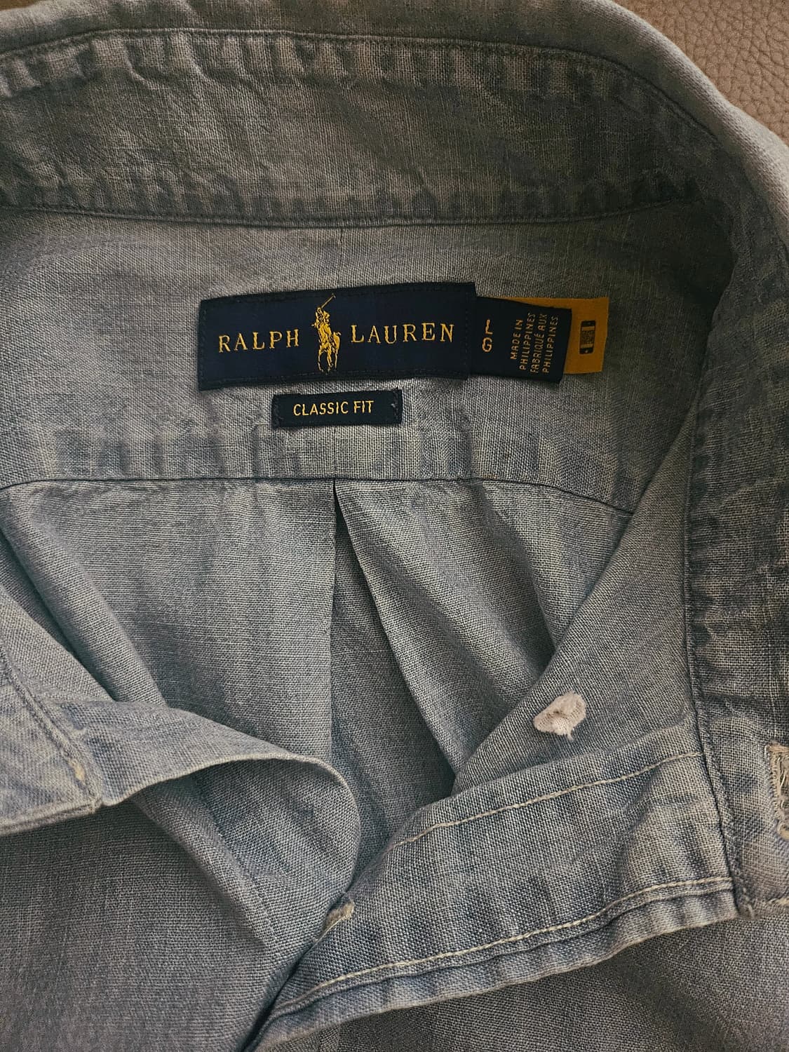 [거의 새것] 폴로 랄프로렌 샴브레이 클래식 셔츠 남방 L 상품이미지2