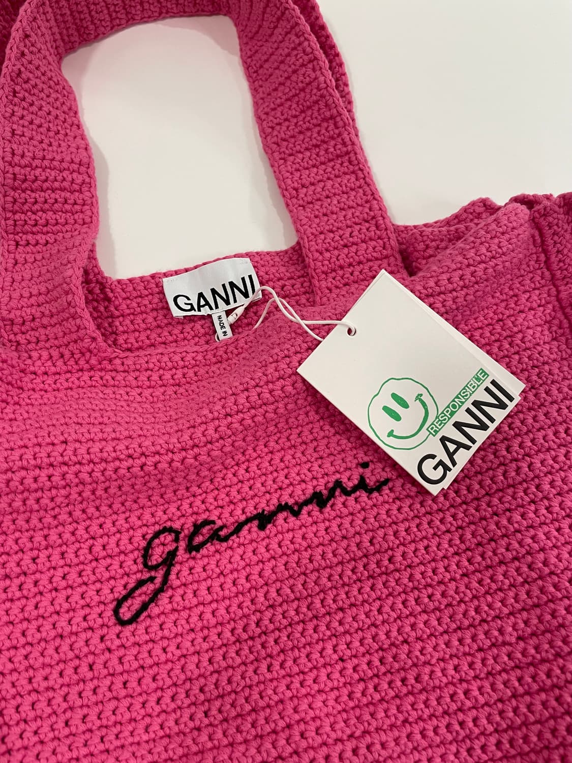 가니 크로쉐 토트백 핑크 새상품 판매 상품이미지2