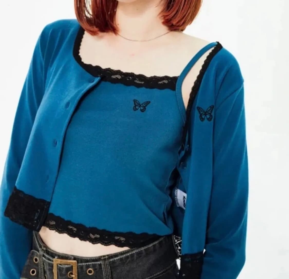 네스티팬시클럽 레이스 가디건 셋업 ( 나시 + 가디건 ) 상품이미지1