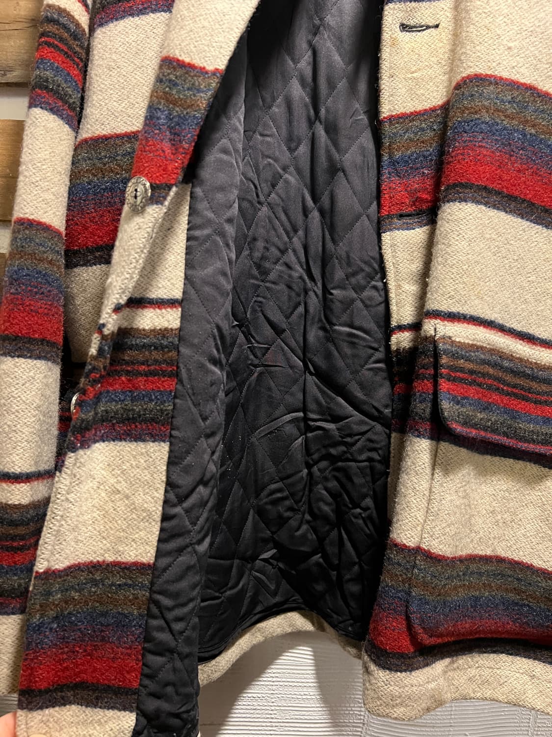 [L]90's 울리치 Made in USA 나바호 스트라이프 울 코트 상품이미지7