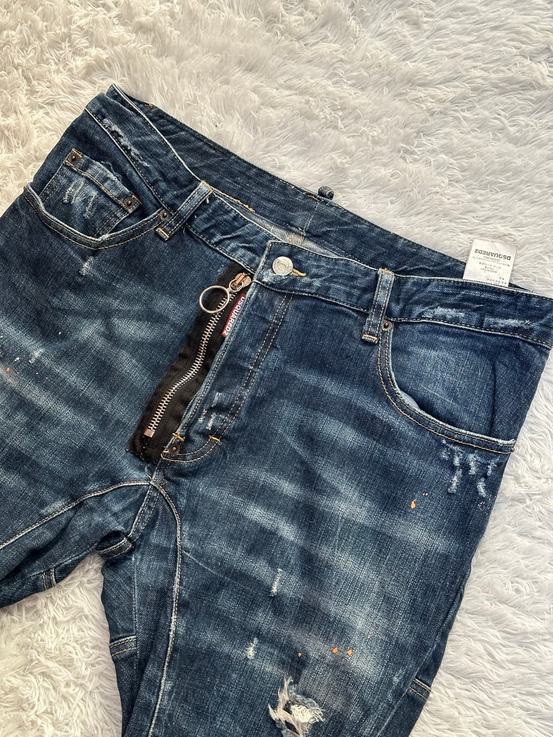 디스퀘어드2 남성 슬림핏 데미지 페인트 청바지 52 상품이미지1