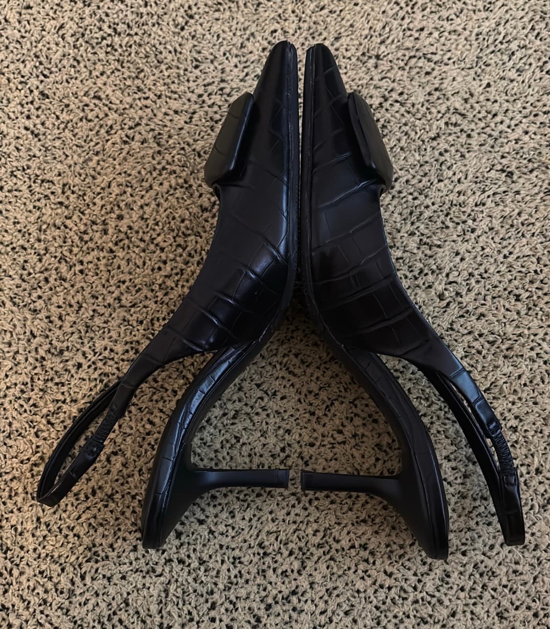 자라 블랙 레더 슬링백 힐 (235) 상품이미지2