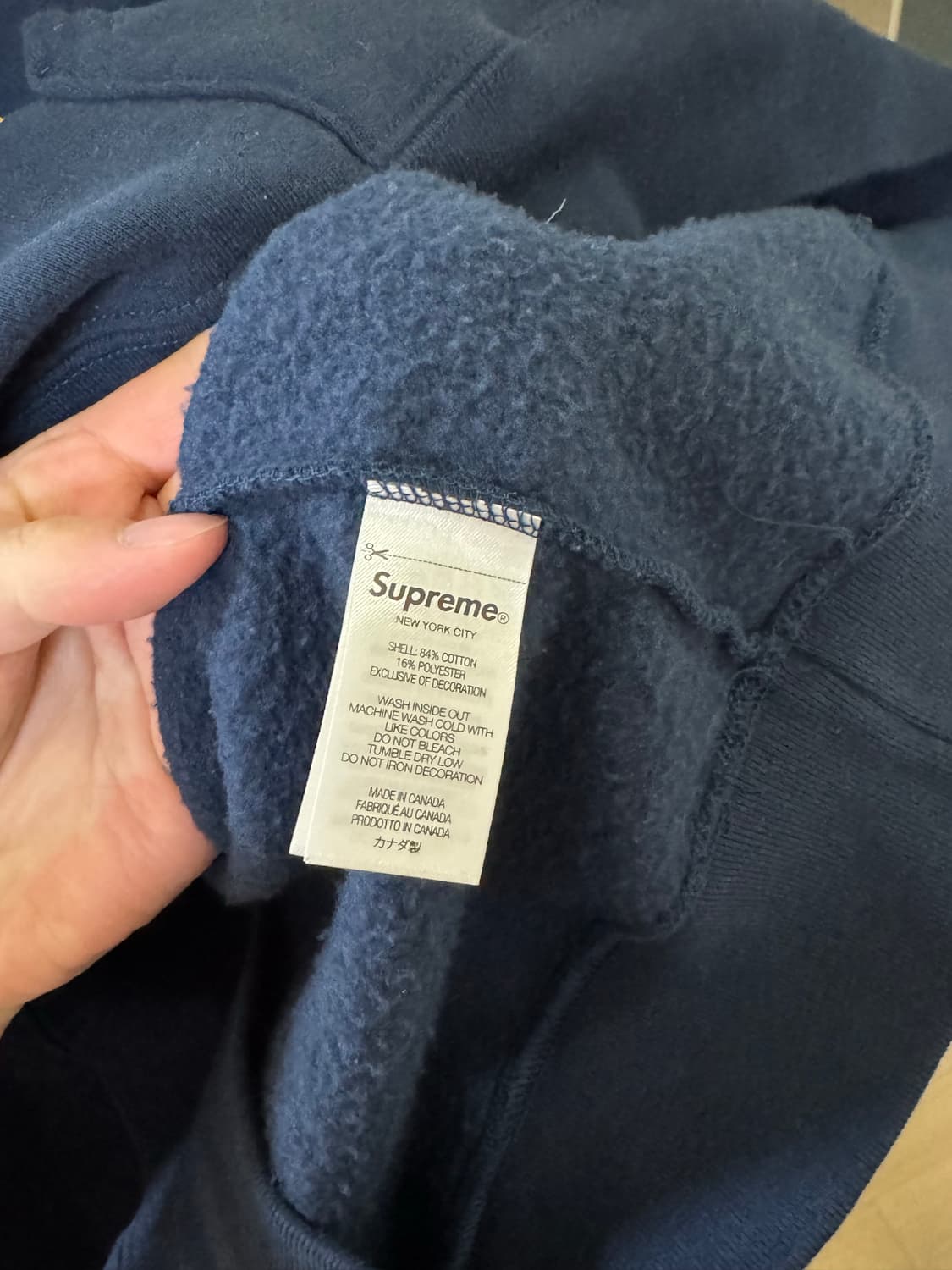 슈프림 네이비 후드티/M 상품이미지4