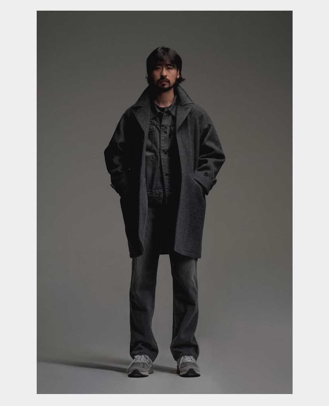 급처) 칼리코 체스터필드 코트 헤링본그레이 XL 상품이미지4