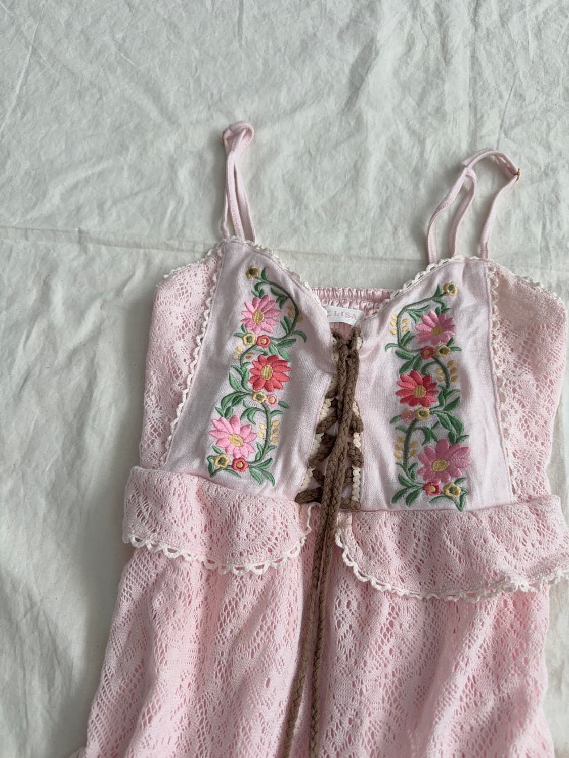 리즈리사 러블리 베이비핑크 크로쉐 미니 원피스  상품이미지2