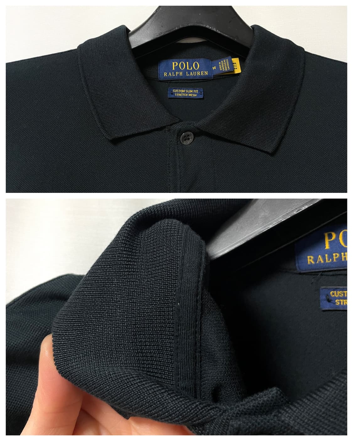 (정품) 폴로 남성 커스텀 슬림핏 신축성 메쉬 반팔 카라티셔츠 _ 블랙 상품이미지9