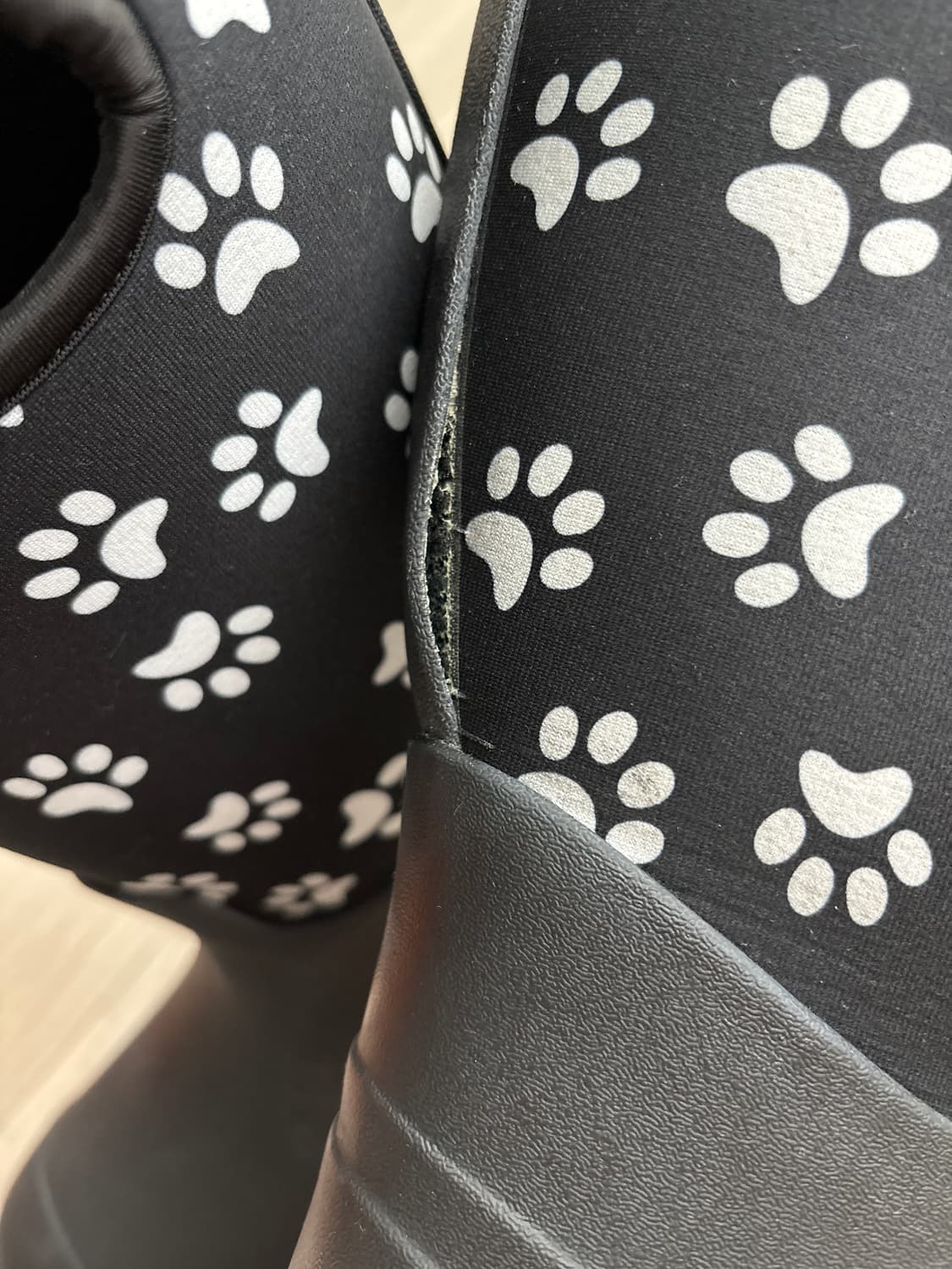 240 유니크 레인부츠 가을 겨울 강아지발바닥 블랙 패턴 노브랜드 상품이미지2