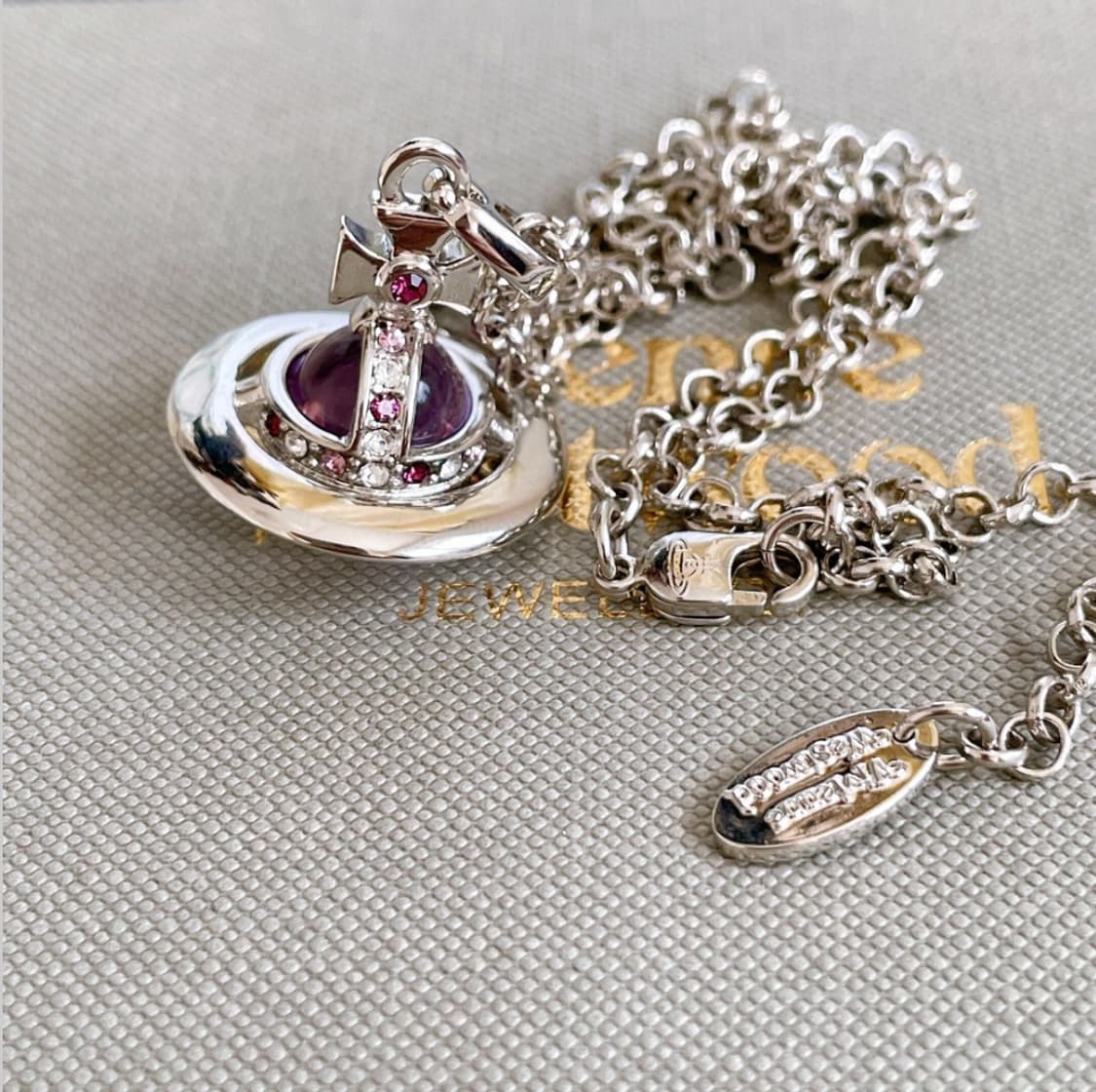 비비안 웨스트우드 아카이브 퍼플 크리스탈 3d orb 팬던트 목걸이 상품이미지1