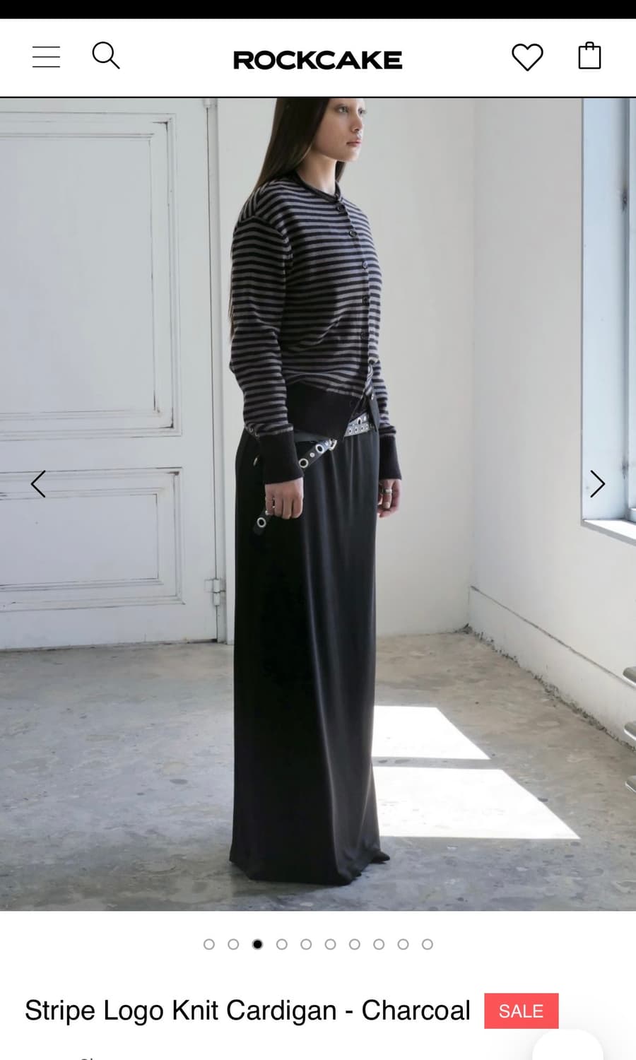 락케이크 스트라이프 가디건 차콜 s 상품이미지3