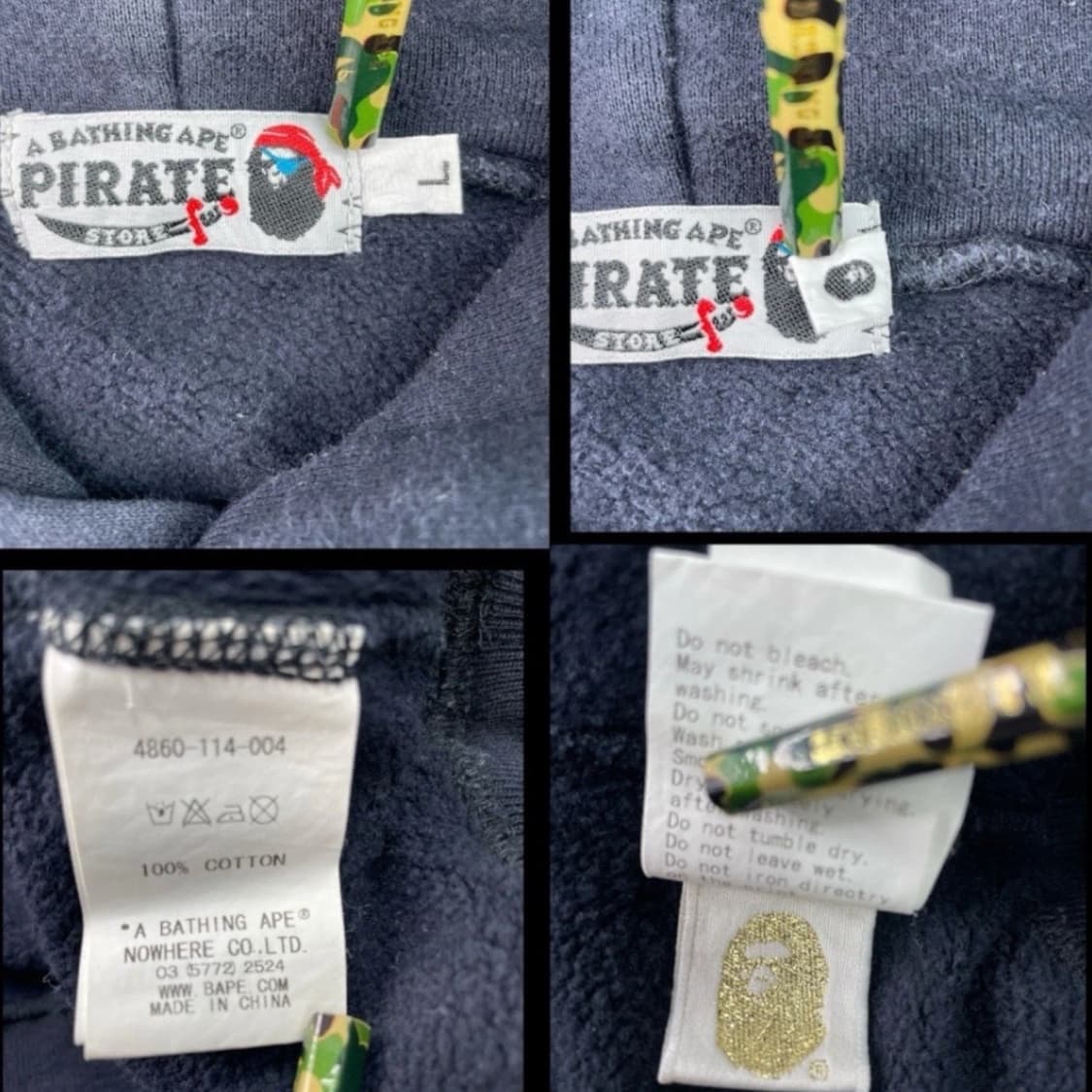 베이프 Pirate Store 2011 베이비 마일로 후드티 블랙 L 상품이미지4