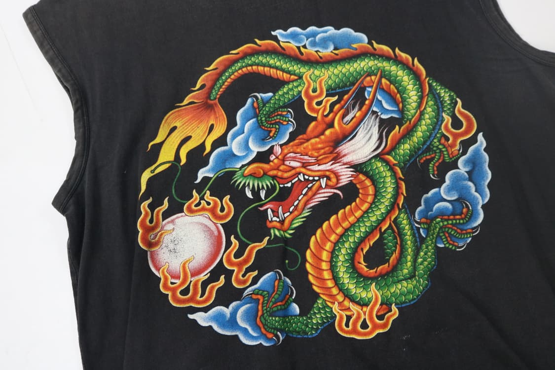 임포트 기어 빈티지 드래곤 오리엔탈 그래픽 슬리브리스 상품이미지4
