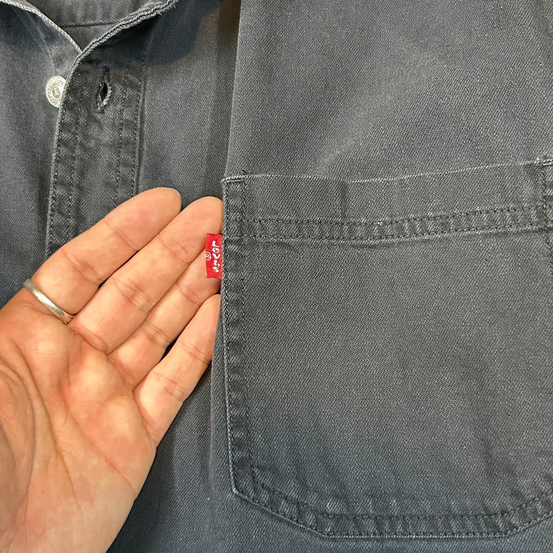XXL) 리바이스 흑청 투포켓 워크 데님 셔츠 자켓 T버튼 타입 상품이미지4