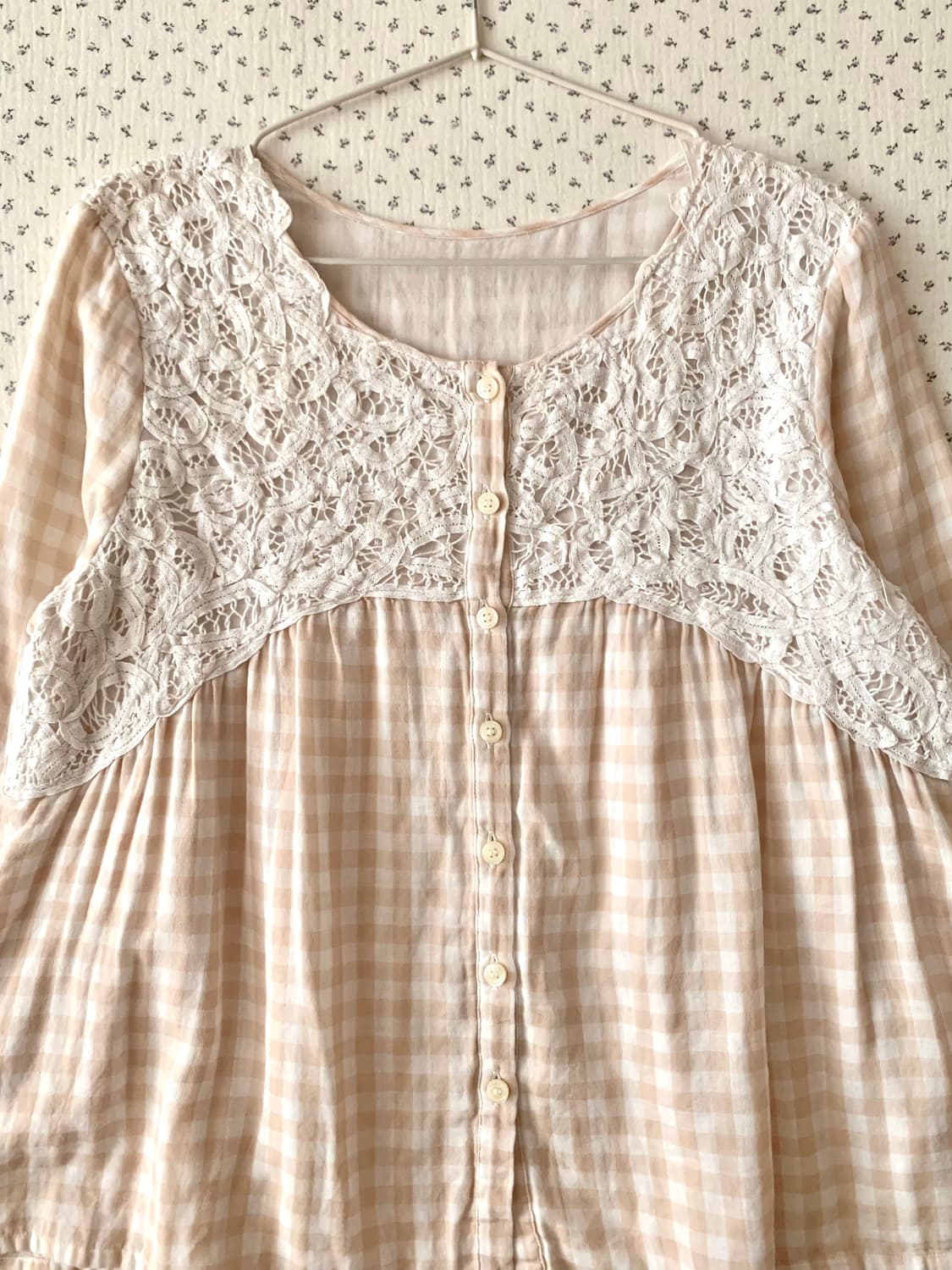 크로쉐 체크 모리 블라우스 상품이미지5