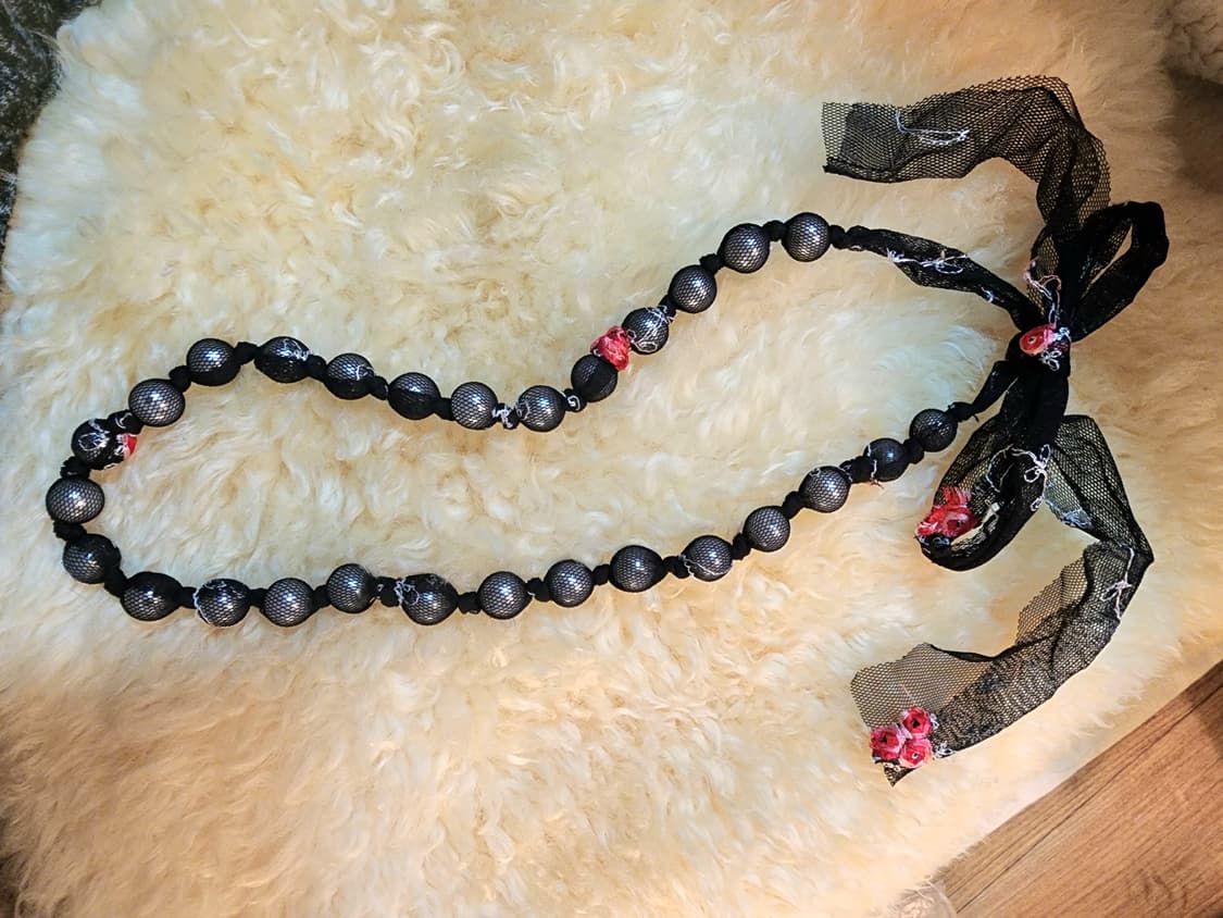 진주망사 리본매듭 목걸이 상품이미지1