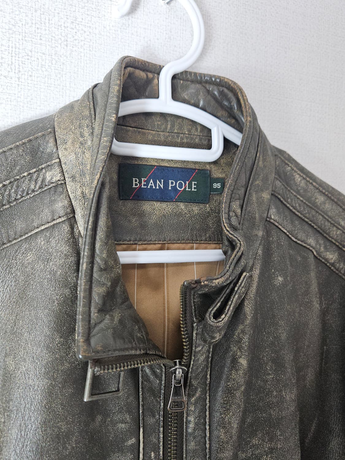 빈폴 워싱 가먼트다잉 양가죽 레더자켓 바이커 버클 빈티지 상품이미지5