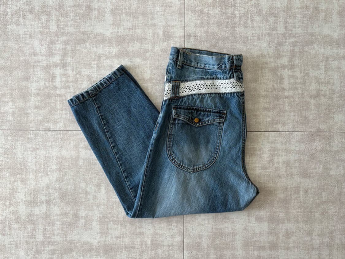 lace point baggy denim pants 상품이미지1