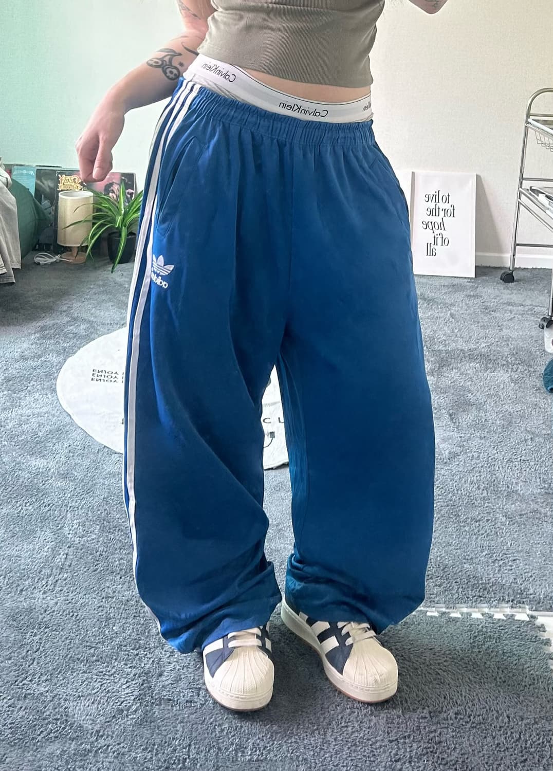 90s ADIDAS 파이어버드 블루 져지 트랙팬츠 상품이미지2