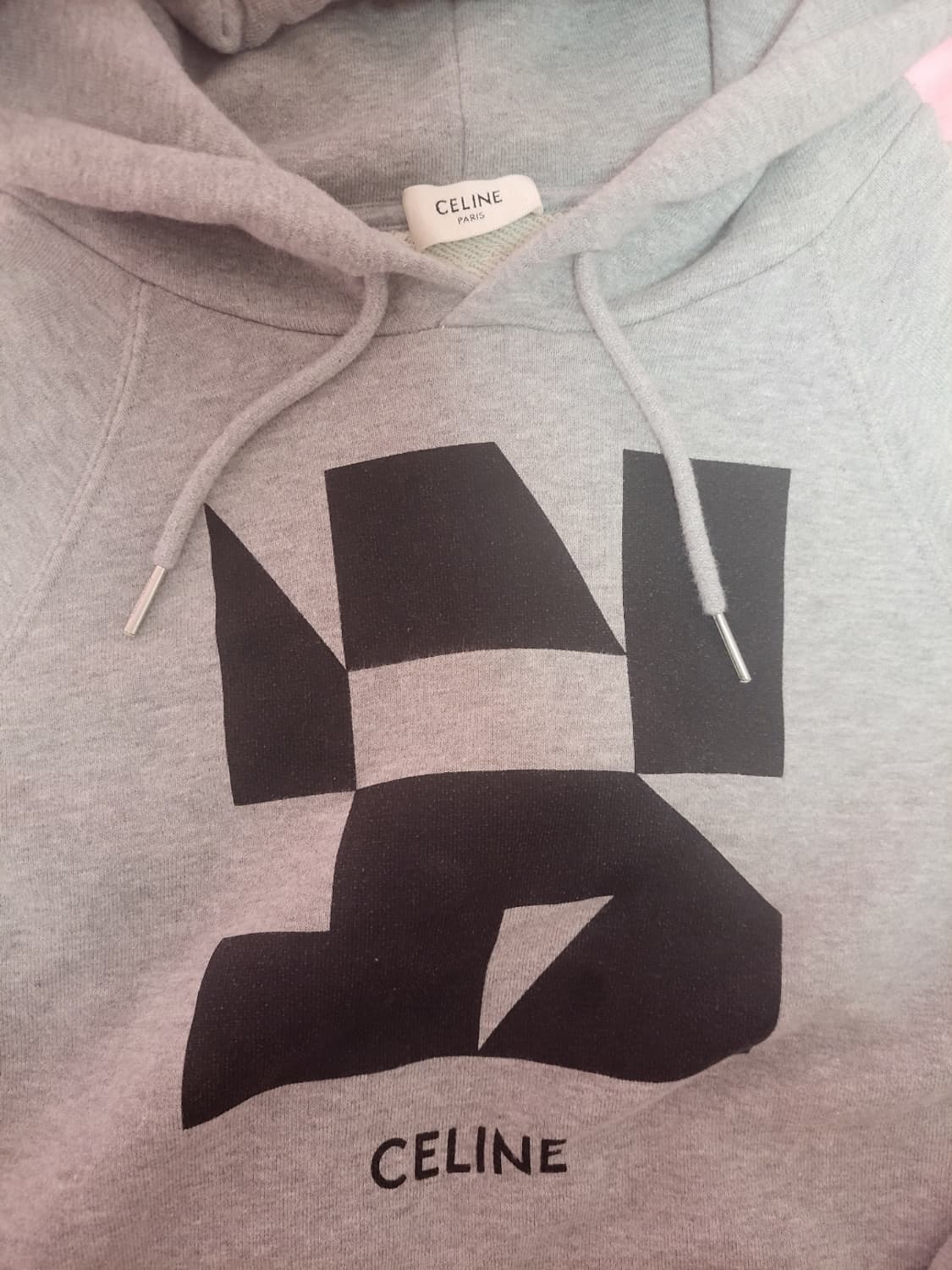 정품)급처상태좋음!셀린느 로고 프린팅 후드 티셔츠 그레이 후디 후드티 상품이미지5