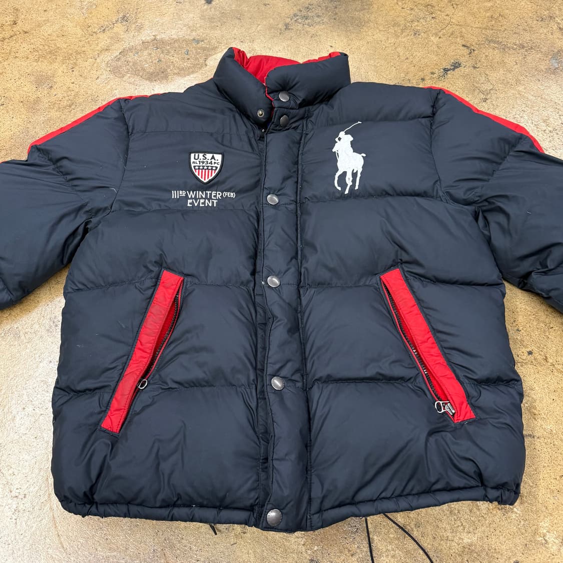 폴로 랄프로렌 네이비 레드 빅포니 usa 숏패딩  상품이미지3