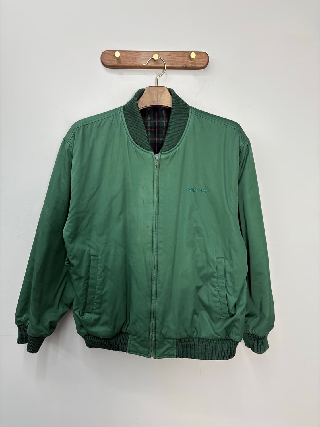 아디다스 빈티지 그린 체크 리버시블 자켓 A3245 상품이미지5
