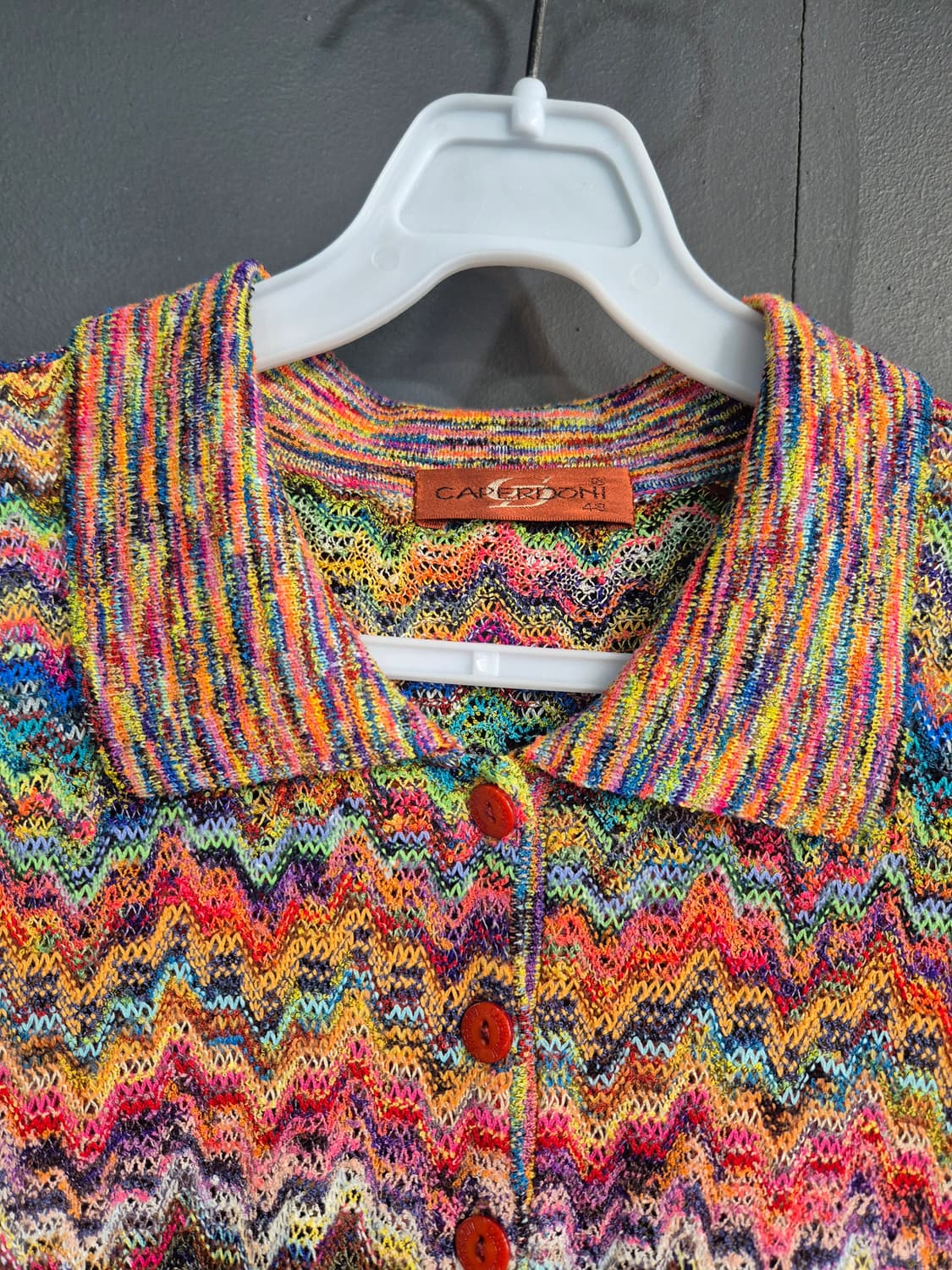 CAPERDONI 물결 패턴 니트 반팔 셔츠 66 77 상품이미지3