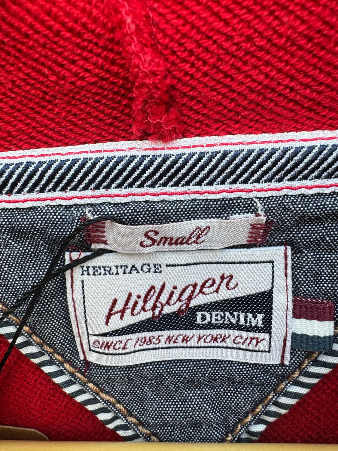 타미힐피거 데님 빈티지 프린팅 후드티 레드 후디 s 상품이미지4