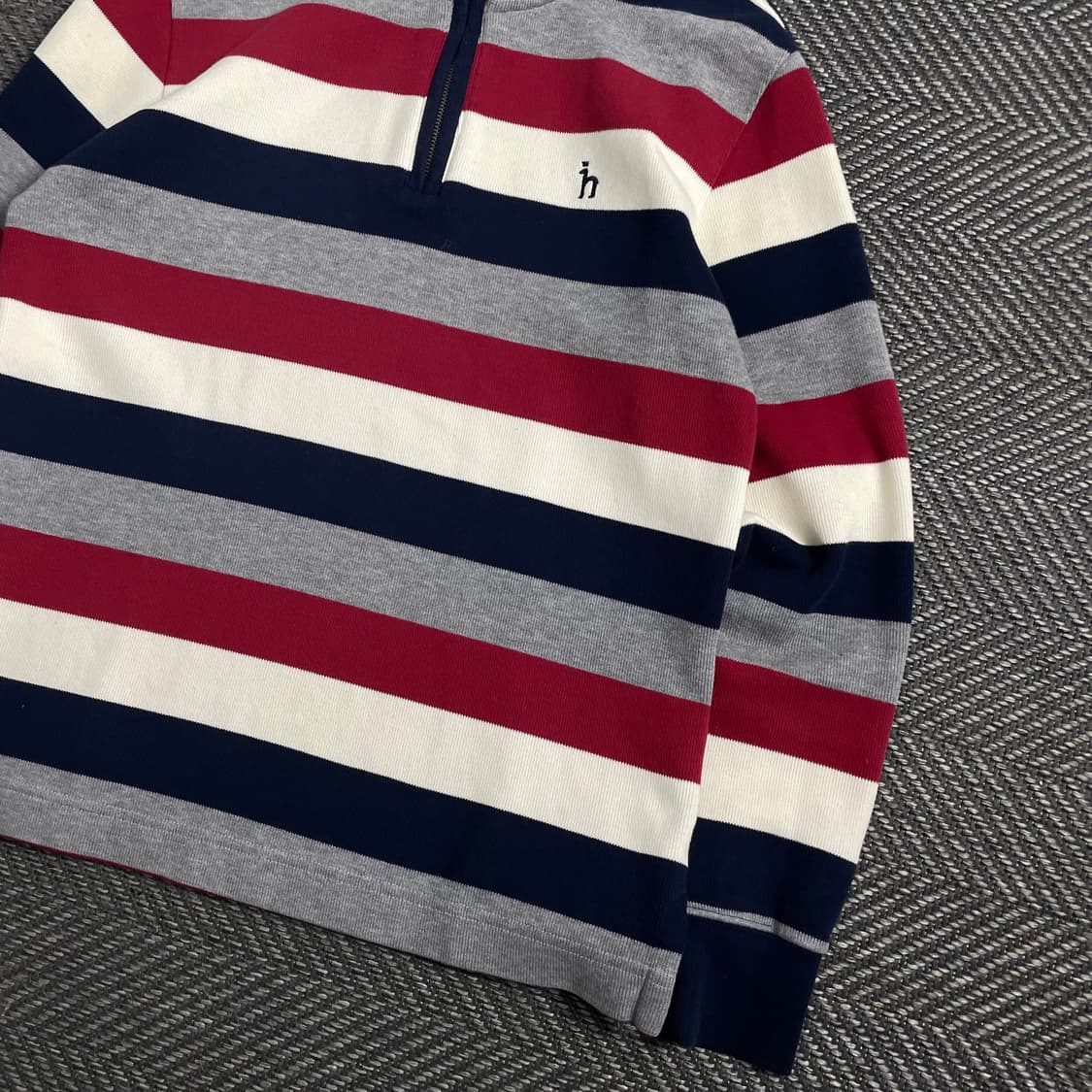 Hazzys 스트라이프 니트 카라 긴팔 반집업 티셔츠y 5000 상품이미지3