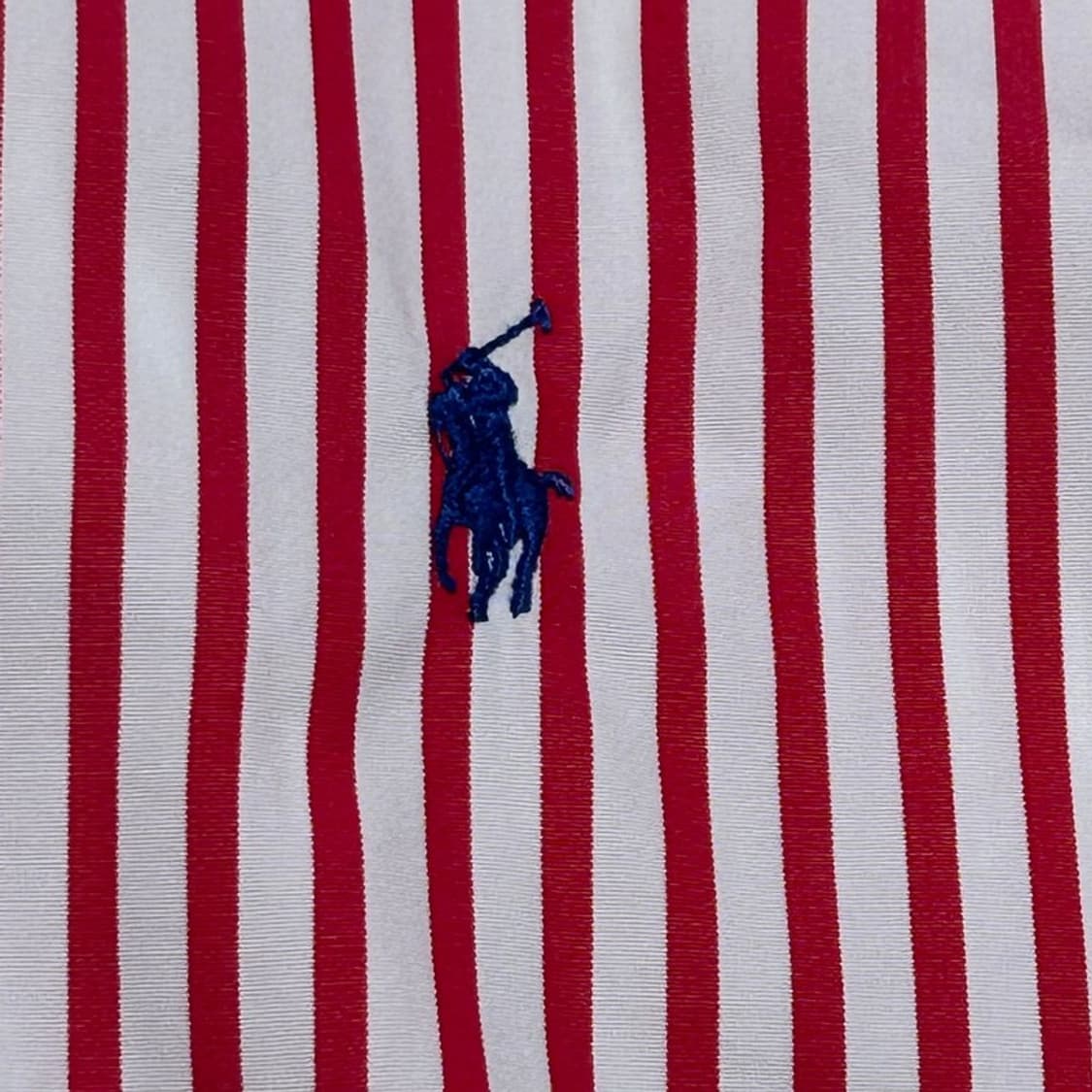 폴로랄프로렌 레드-화이트 스트라이프 패턴 반팔 버튼 다운셔츠 M 상품이미지2