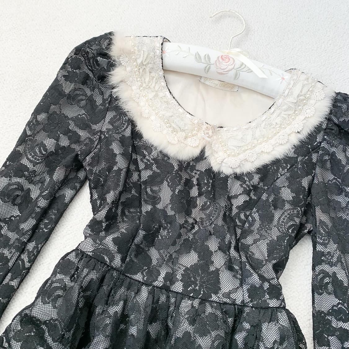 오네갸루 블랙페어리 퍼 미니 원피스 상품이미지2