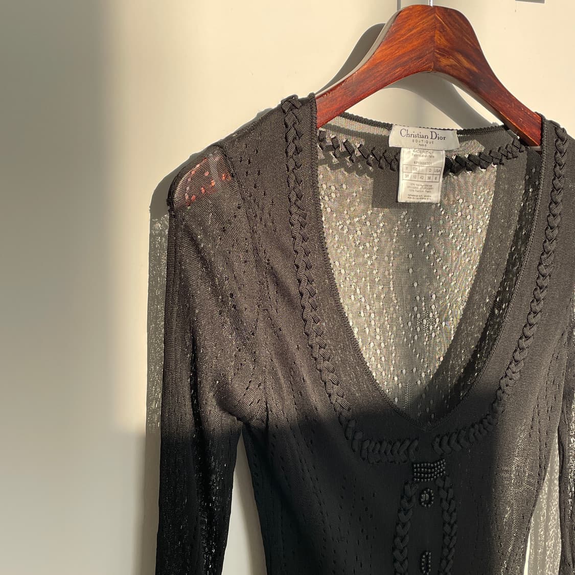 크리스찬 디올 펀칭&비즈 브레이드 트리밍 디자인 시스루 티셔츠 상품이미지2