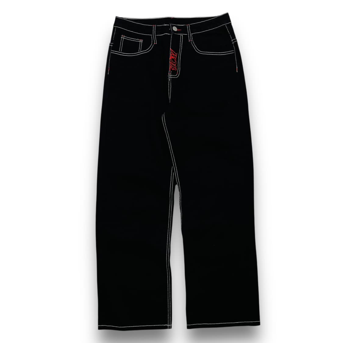 펑크 HCW 스컬 크로스 자수 다크 코튼 팬츠 상품이미지4