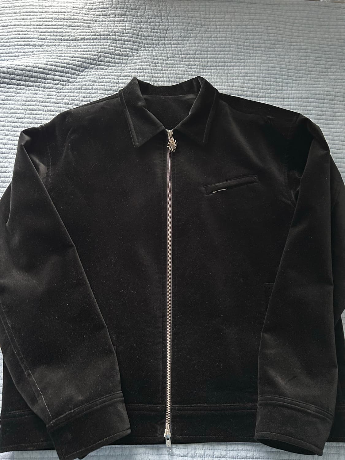 (L) Stu 에스티유 벨벳 집업 자켓 블랙 브로치 동봉 상품이미지2