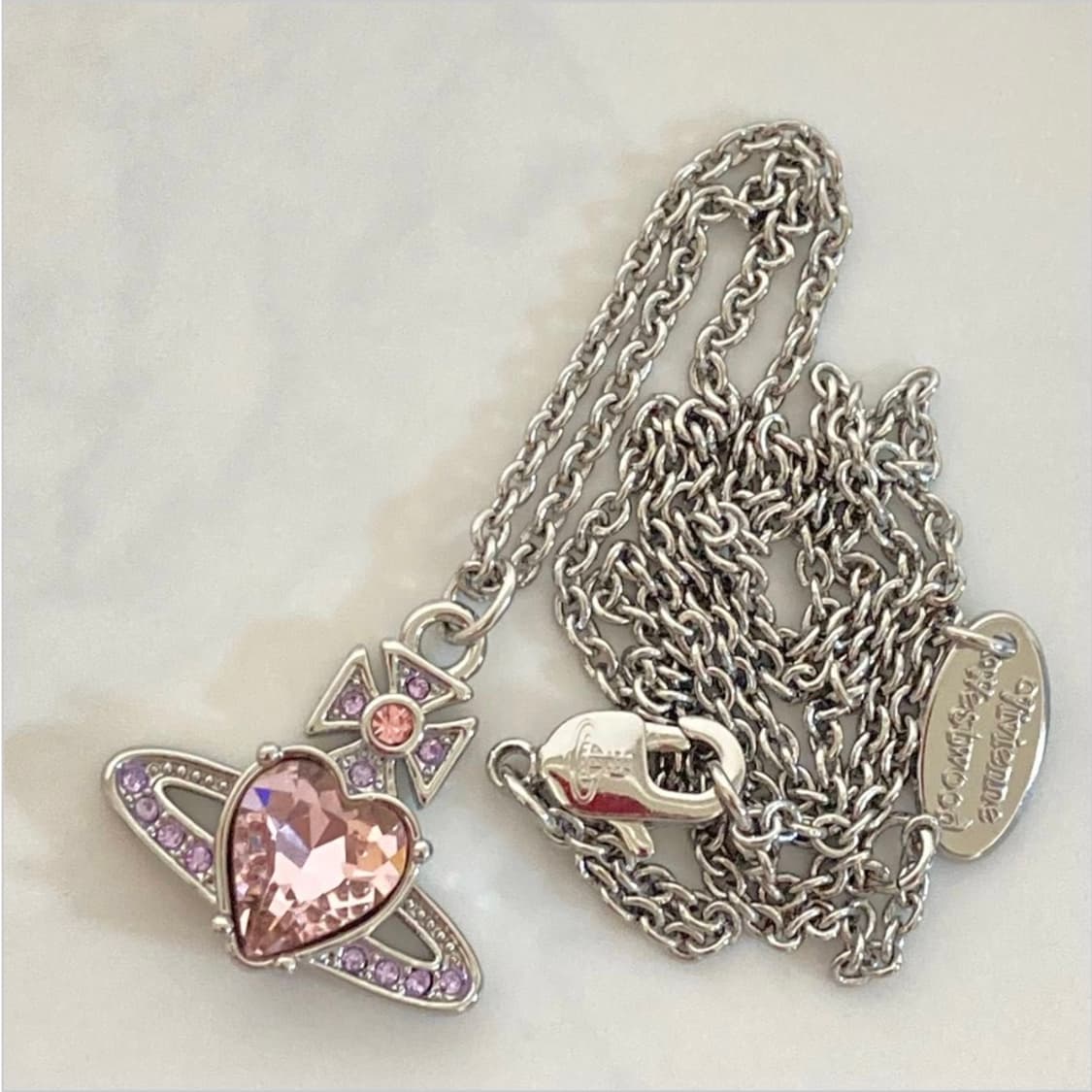 비비안웨스트우드 아카이브 핑크 크리스탈 아리엘라 orb 팬던트 목걸이 상품이미지3