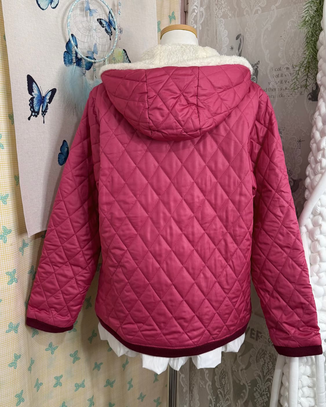 컨버스 핑크 퀼팅 후드 점퍼 상품이미지5