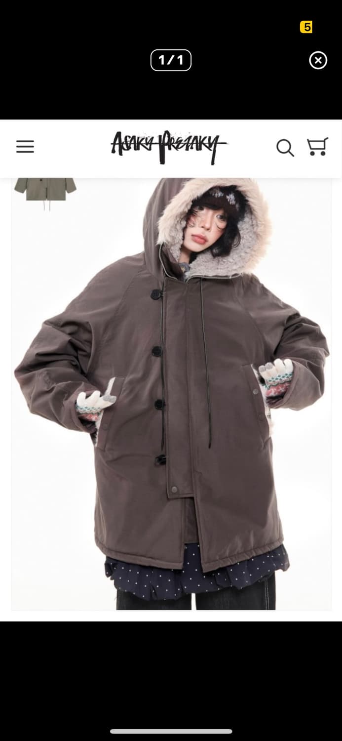 아사키 프레자키 브라운 야상 M사이즈 판매합니다 상품이미지1