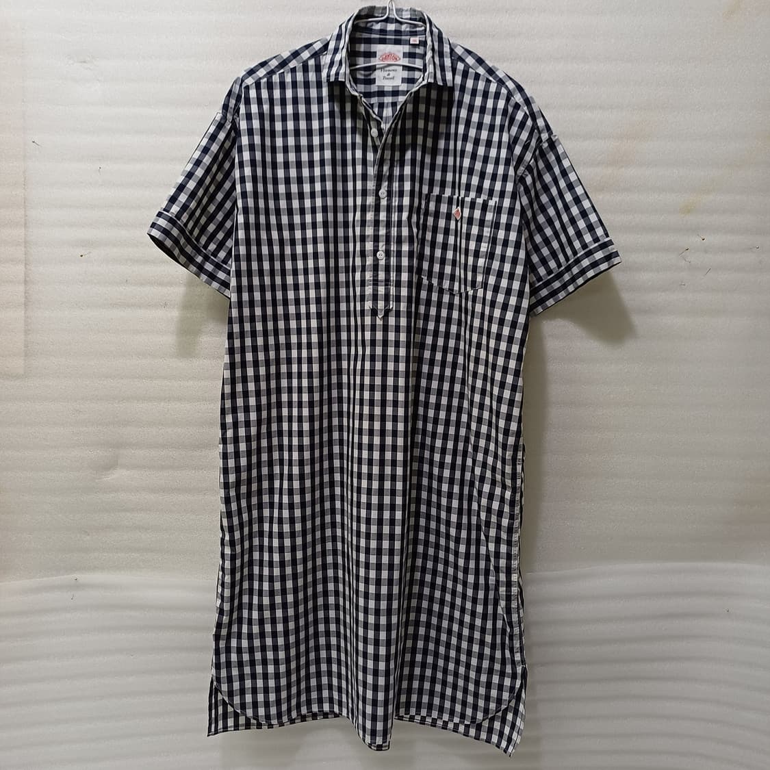 삼성물산 단톤 체크 셔츠 롱 반팔 원피스 오버루즈 거의새것 사랑봉봉 상품이미지2