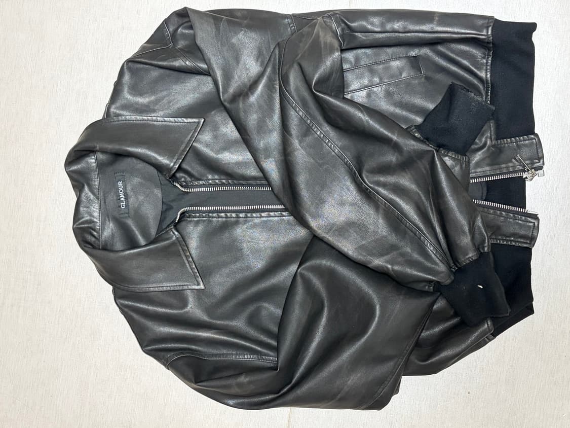 크롭레더봄버자켓 상품이미지1