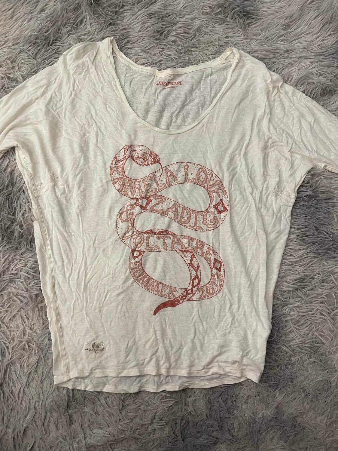 쟈딕앤볼테르 뱀 프린팅 린넨 반팔 티셔츠 상품이미지1