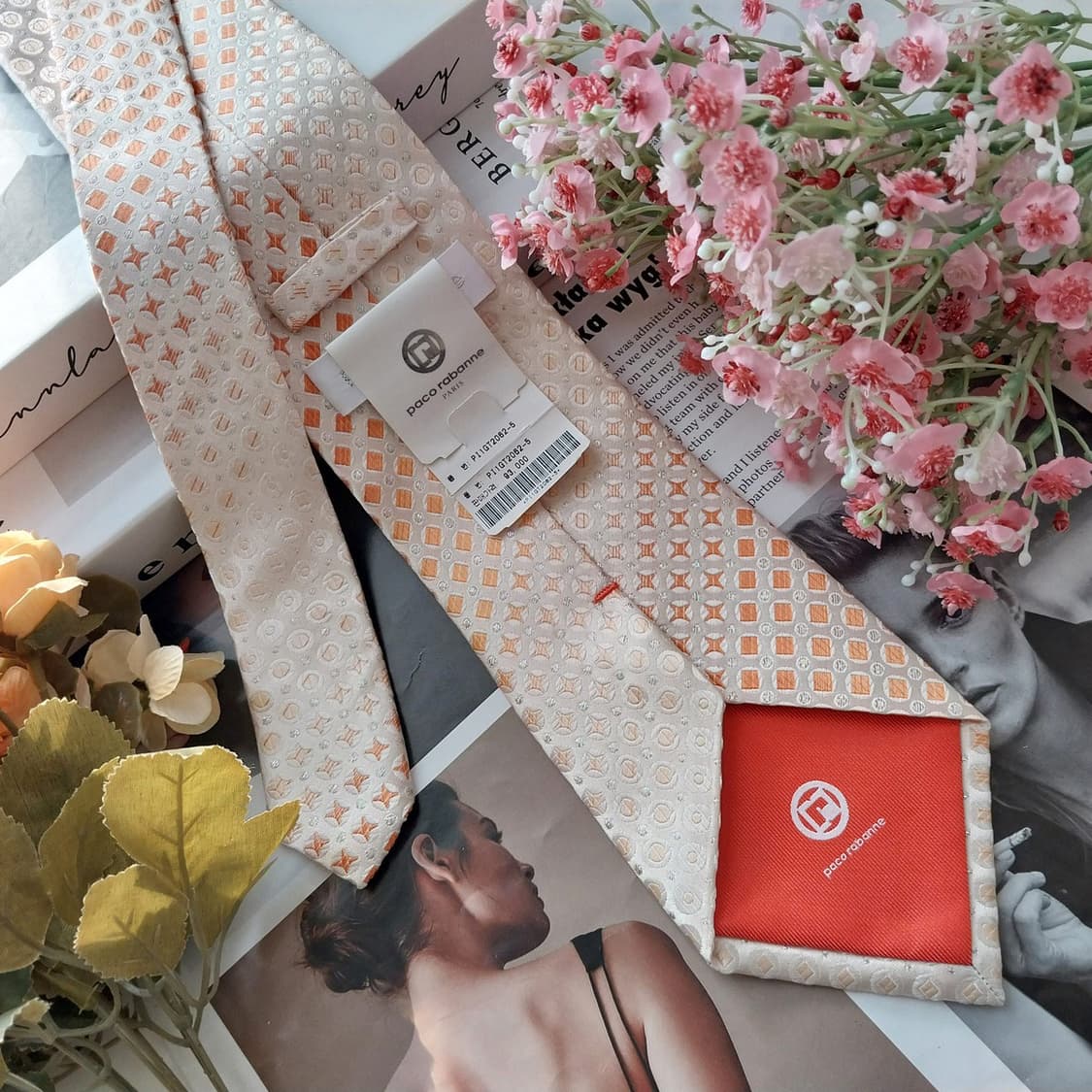 파코라반 실크 아이보리 패턴 넥타이 9.2cm 새상품 K1430
 상품이미지5