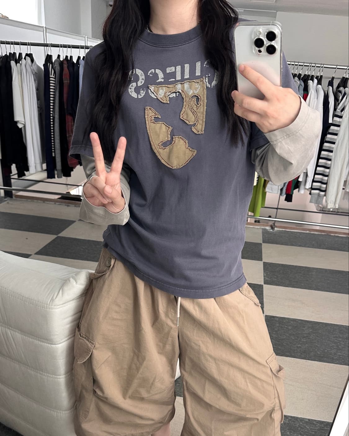 게스 진스 빈티지 레이어드 티셔츠  상품이미지6
