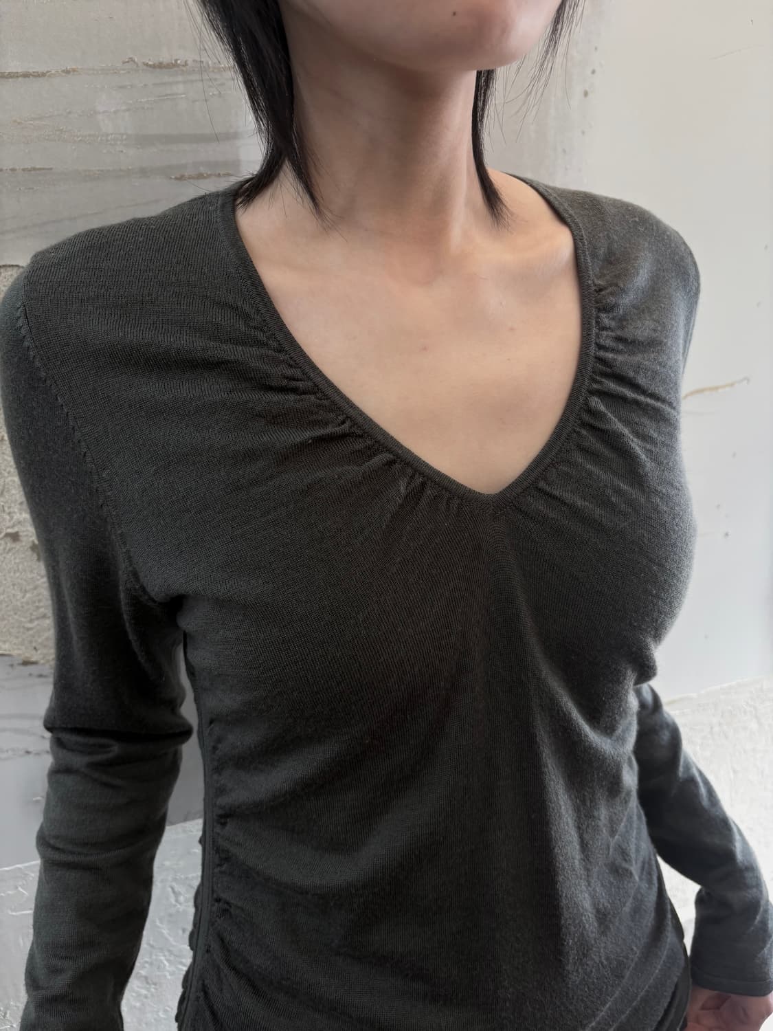 Khaki Shirring Long Sleeve 상품이미지2