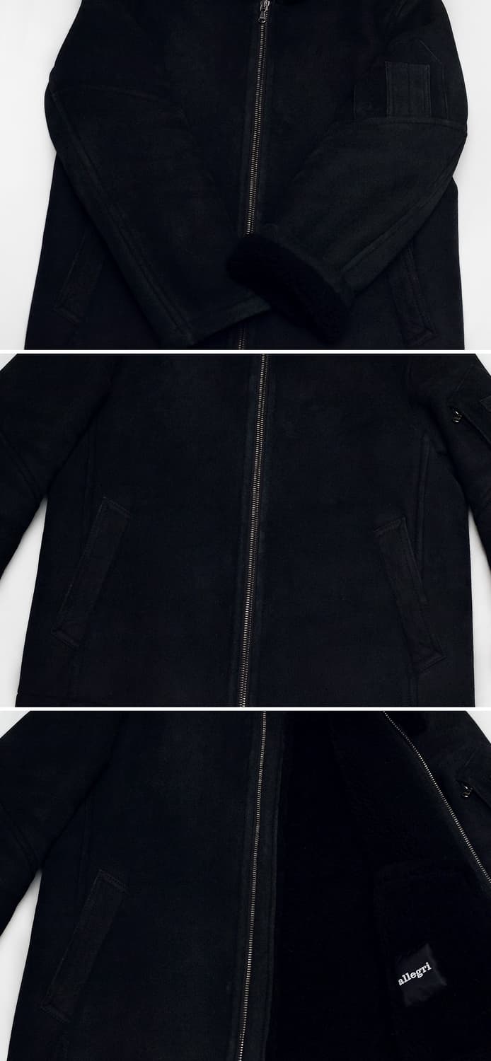 알레그리 올블랙 모던에센셜 천연 양가죽 숏무스탕 자켓 (50 / 100) 상품이미지6