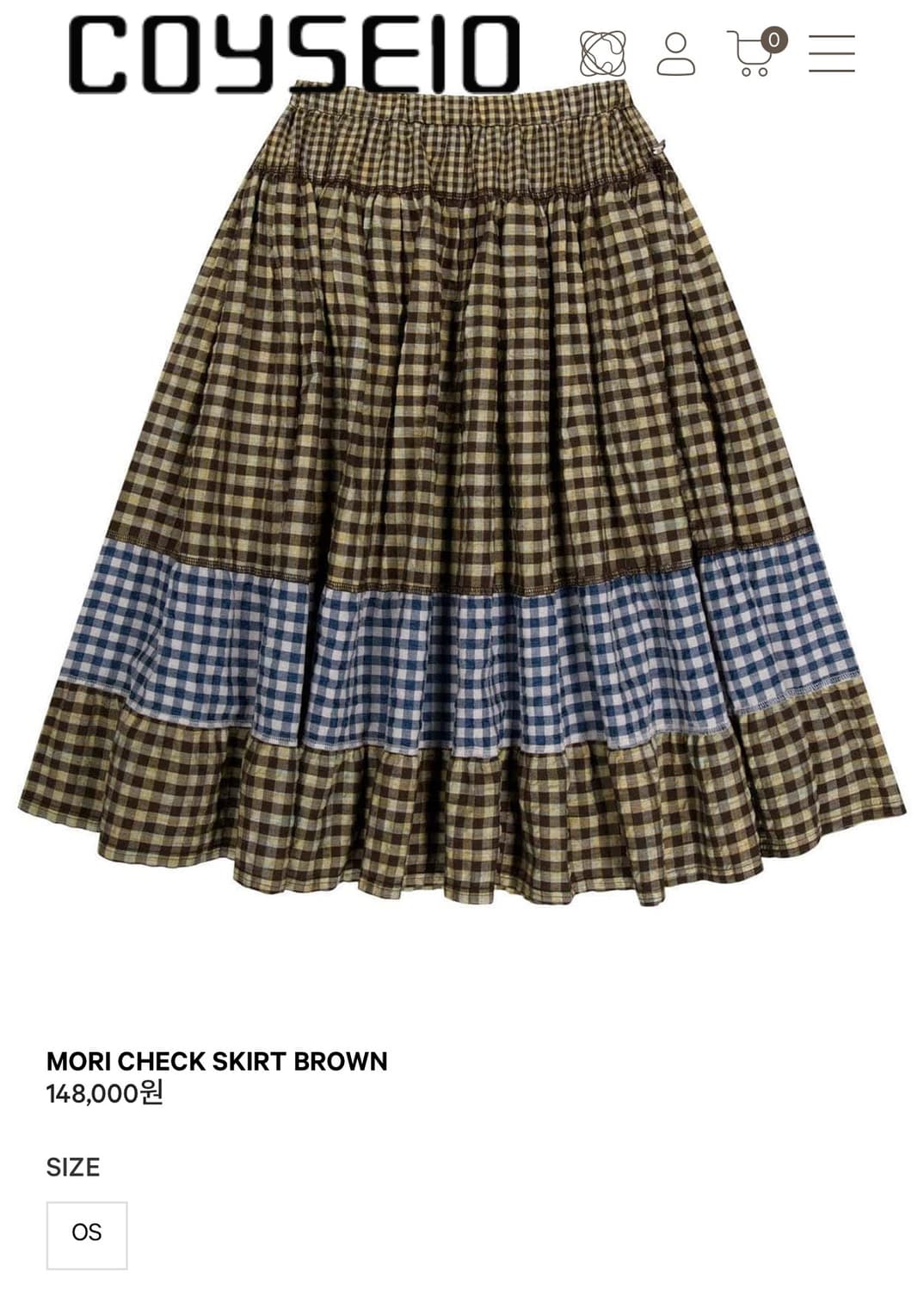 코이세이오 모리 체크 스커트 브라운(새상품) 상품이미지1