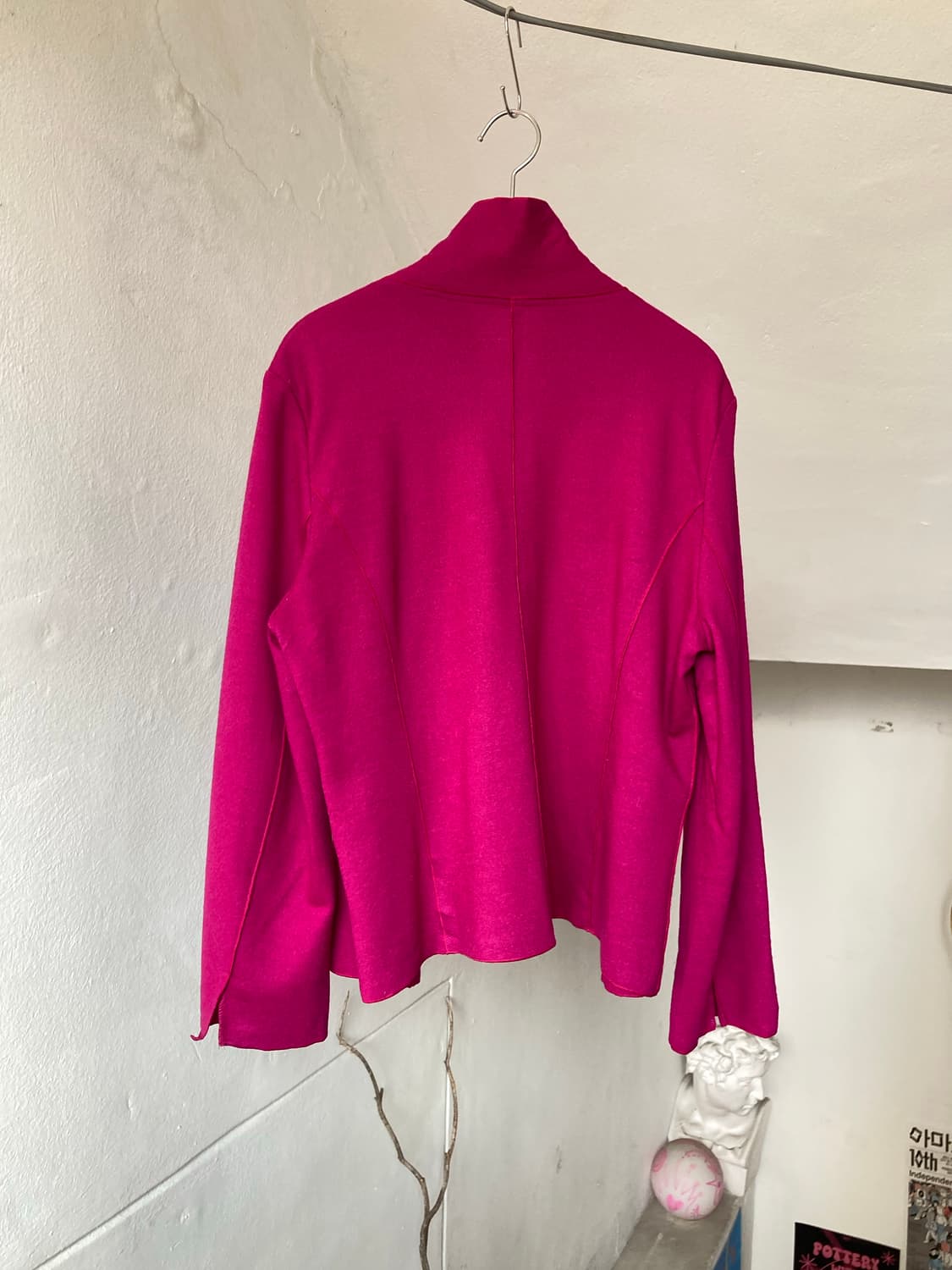 y2k 웨스턴 마젠타 울 러플 자켓 상품이미지5